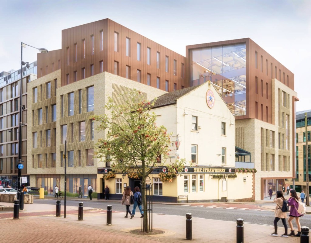 One strawberry lane exterior shot featuring the strawberry pub