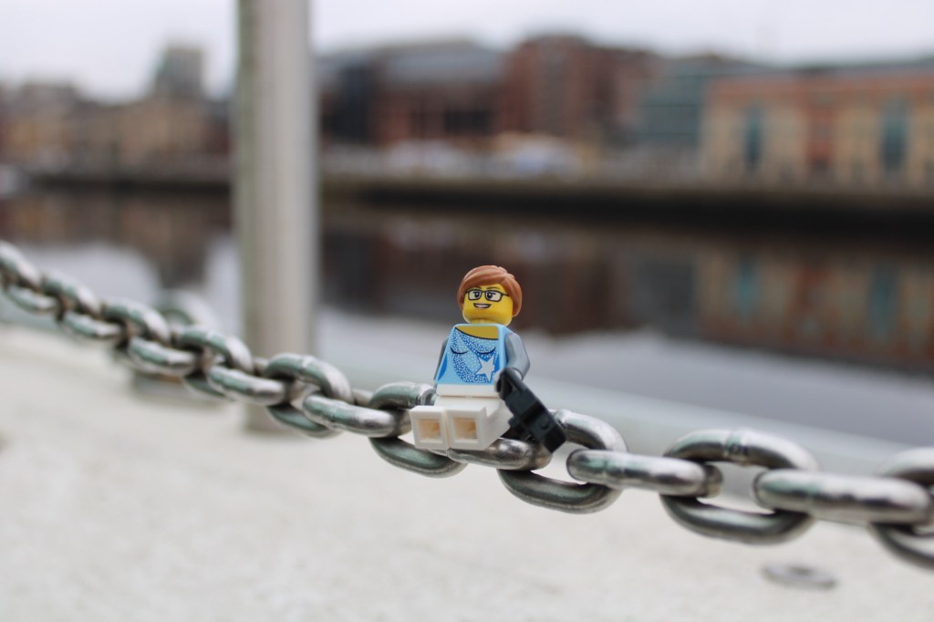 LEGO figure on a chain next to the Tyne
