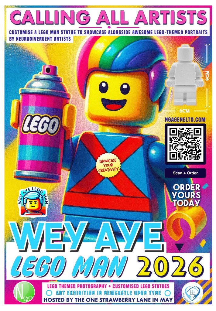 Poster calling all artists to take part in the 2026 Wey Aye LEGO Man exhibition
